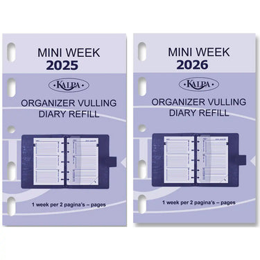 6247-25-26 104 x 68 mm Mini Agenda Organizer Nachfüllwoche NL EN 2026